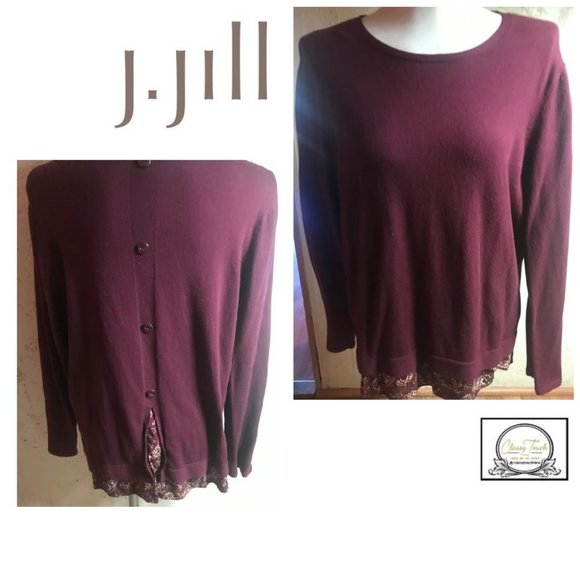 J, Jill Burgundy Oversize Sweater Size L - Picture 1 of 8